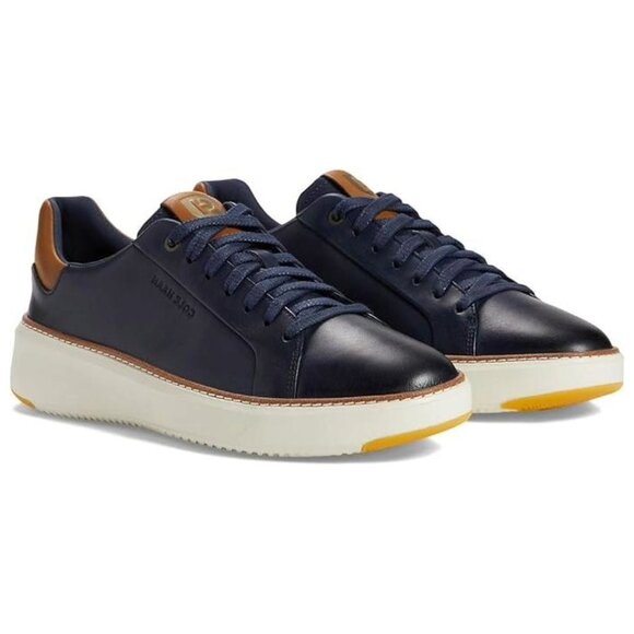 Cole Haan Men's Grandpro TopSpin Sneaker Navy Blazer Leather/British Tan/Ivory